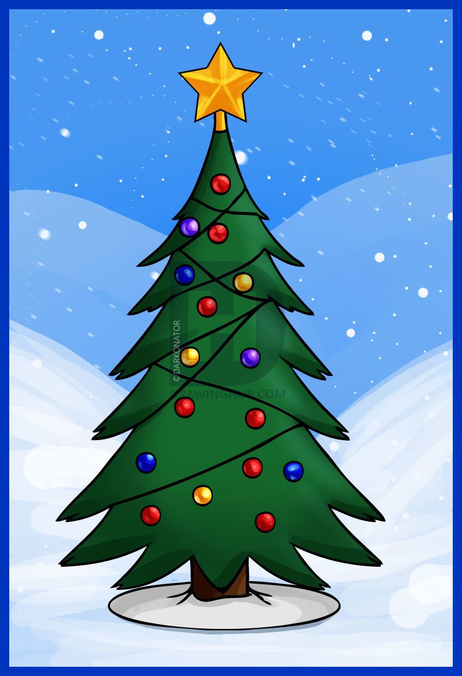 900x1318 How To Draw A Simple Christmas Tree, Step - Christmas Tree Drawing