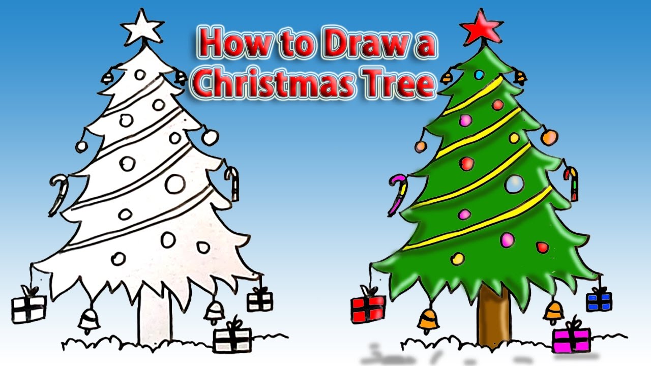 1280x720 How To Draw Christmas Tree Simple Drawing Tutorial For Beginners - Christmas Tree Drawing