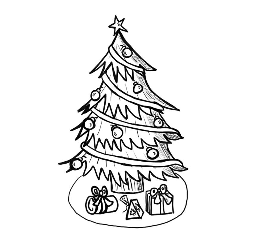 899x821 How To Draw Christmas Trees Step - Christmas Tree Drawing