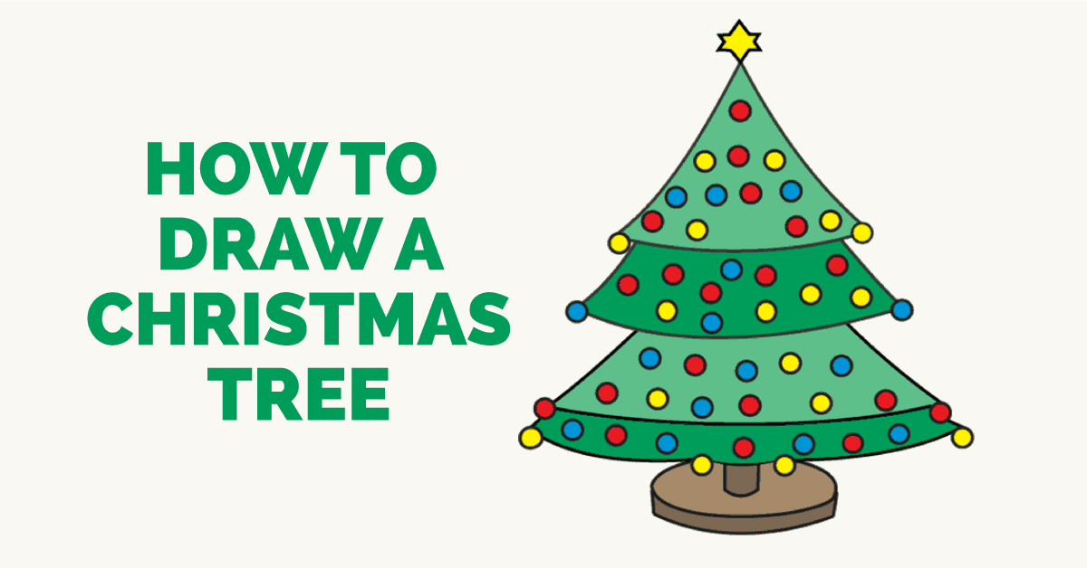 1200x628 How To Draw A Christmas Tree Easy Step - Christmas Tree Drawing