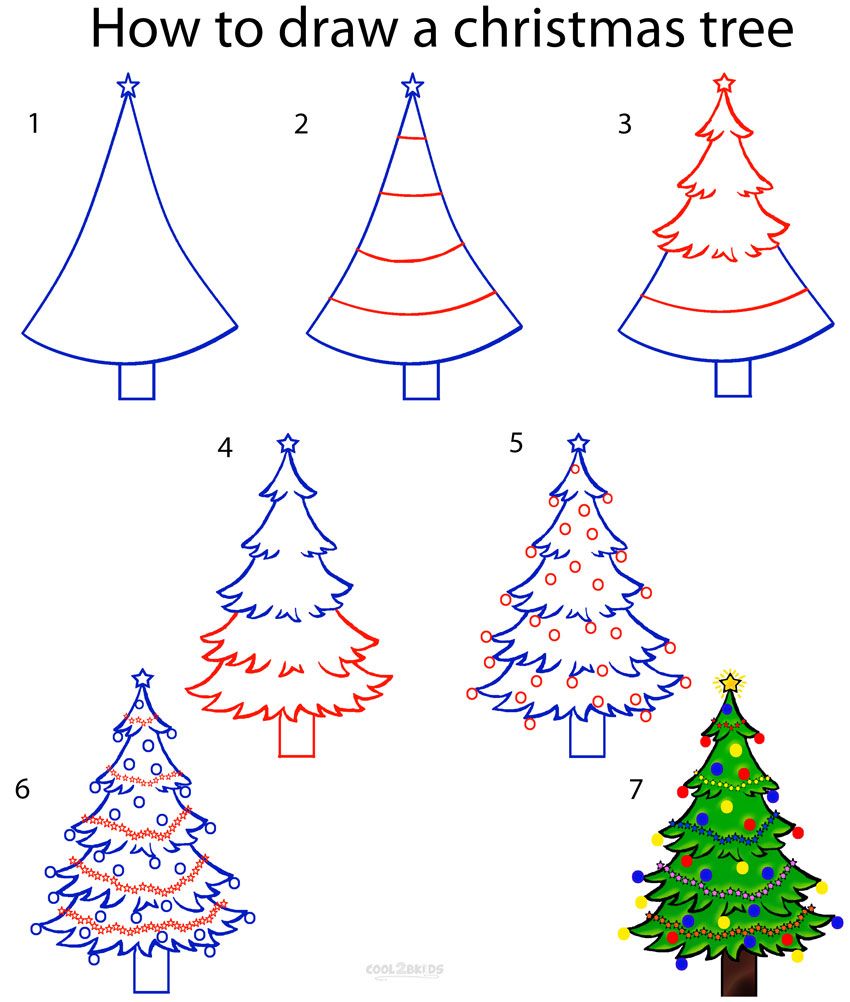 850x1002 How To Draw A Christmas Tree Step - Christmas Tree Drawing