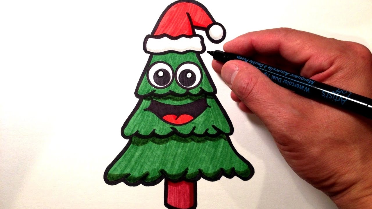 1280x720 How To Draw A Cute Christmas Tree - Christmas Tree Drawing