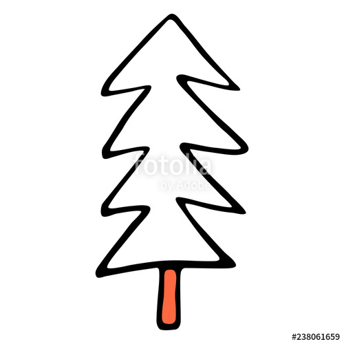 500x500 Drawing Of A Christmas Tree, Spruce Or Fir Drawn - Christmas Tree Drawing Design
