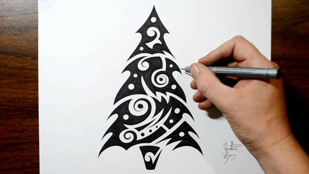 1280x720 How To Draw A Christmas Tree - Christmas Tree Drawing Design