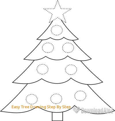 400x420 Easy Tree Drawing Step - Christmas Tree Drawing Easy