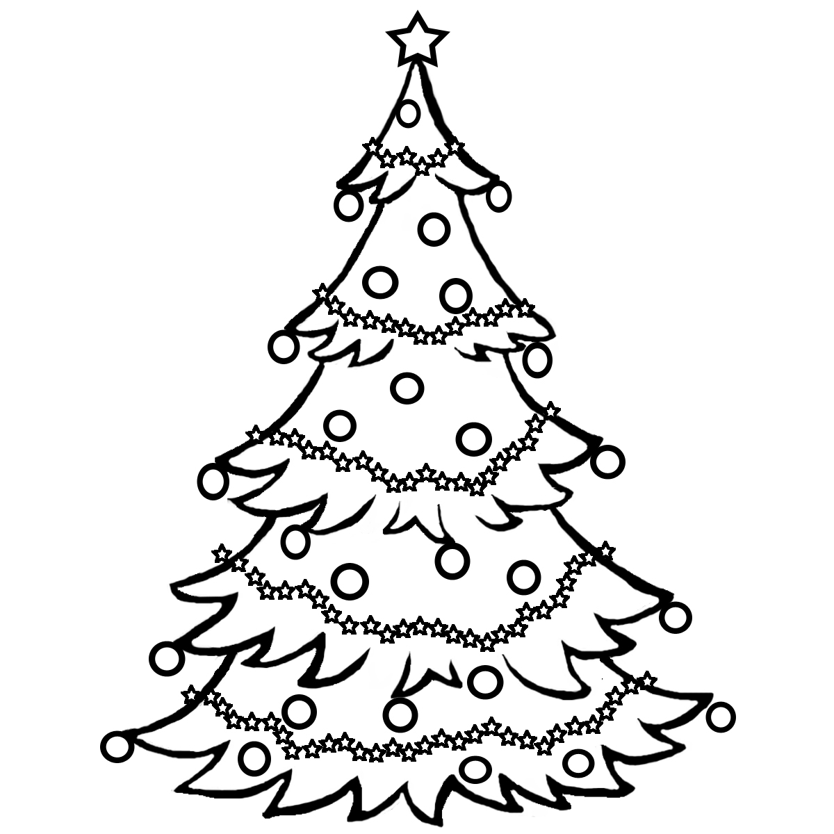 1200x1200 Christmas Tree Easy Coloring Page - Christmas Tree Drawing For Coloring