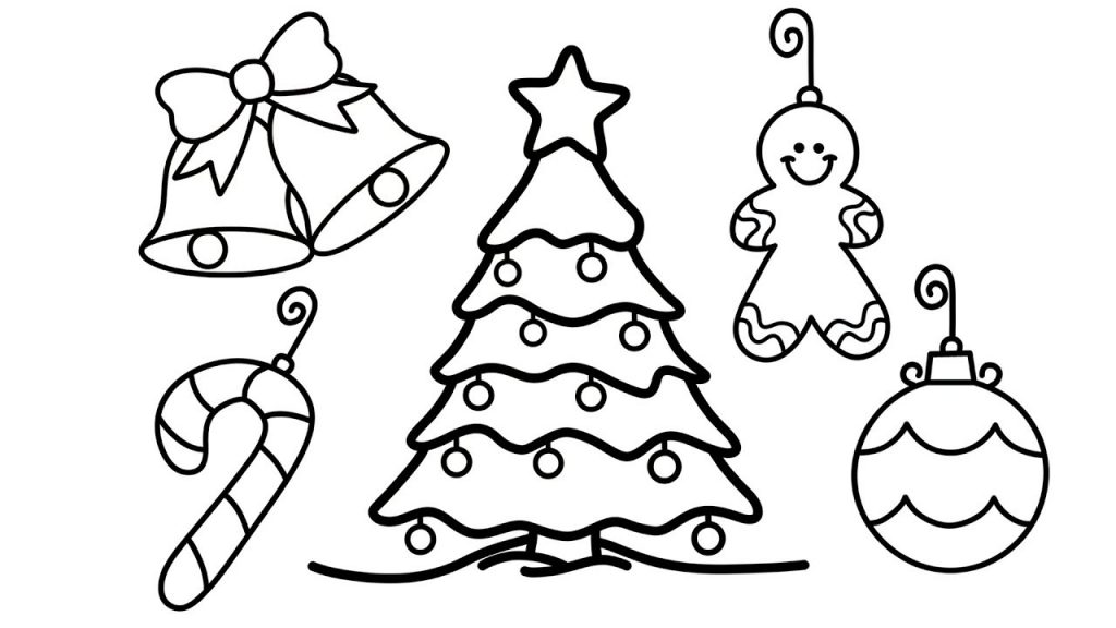 1024x576 Coloring Pages How To Draw Christmas Tree And Decorations - Christmas Tree Drawing For Coloring
