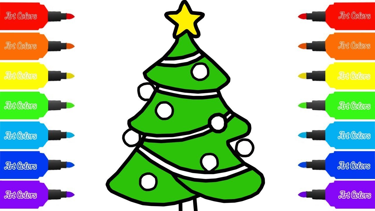 1280x720 How To Draw A Christmas Tree For Kids Coloring Pages Art - Christmas Tree Drawing For Coloring