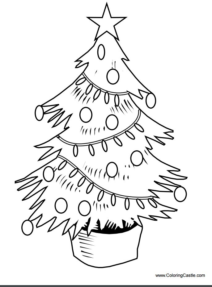 686x930 Decoration Drawing Christmas Tree For Free Download - Christmas Tree Drawing For Coloring