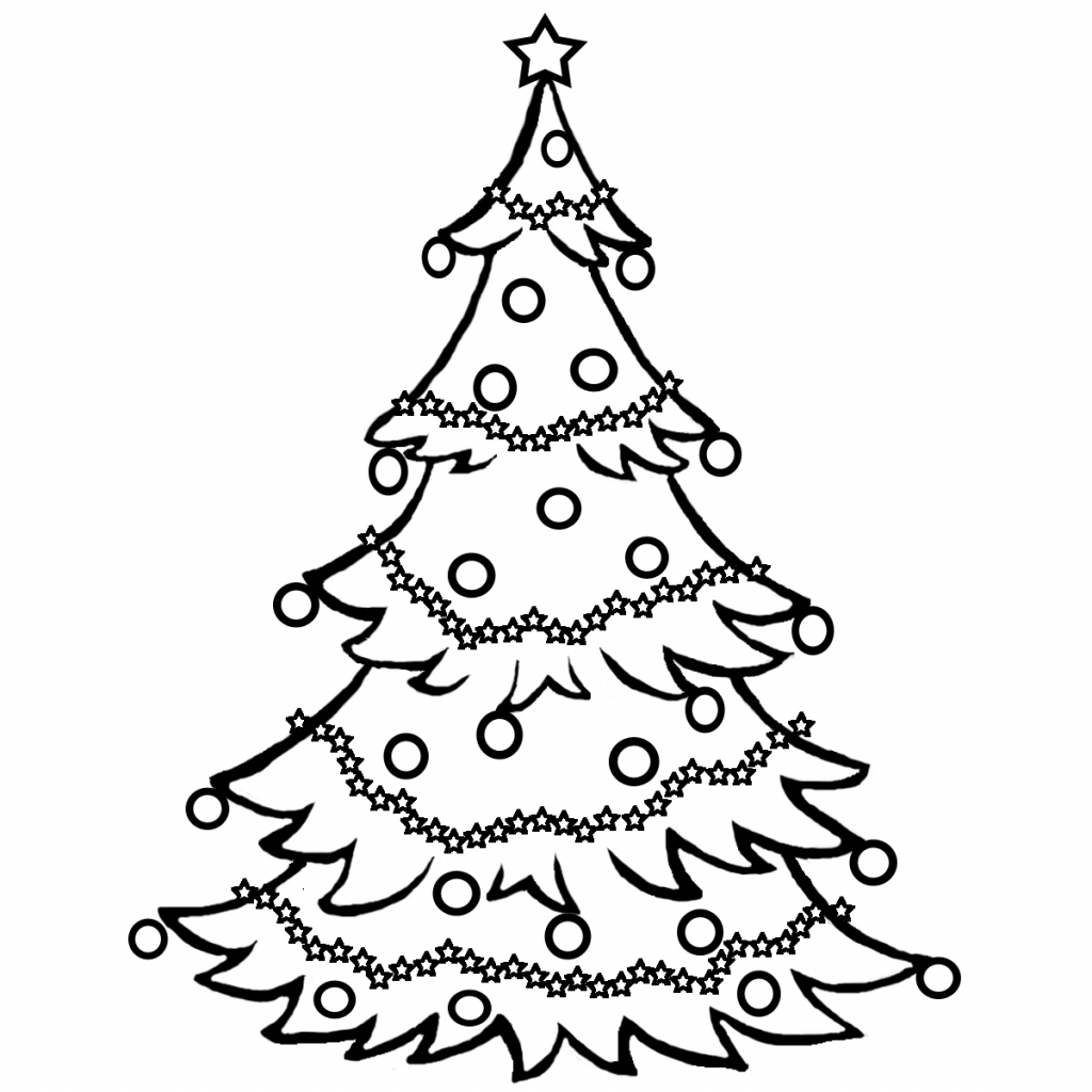 1024x1024 Cute Christmas Tree Coloring Pages With Drawing Kids Under - Christmas Tree Drawing For Kids
