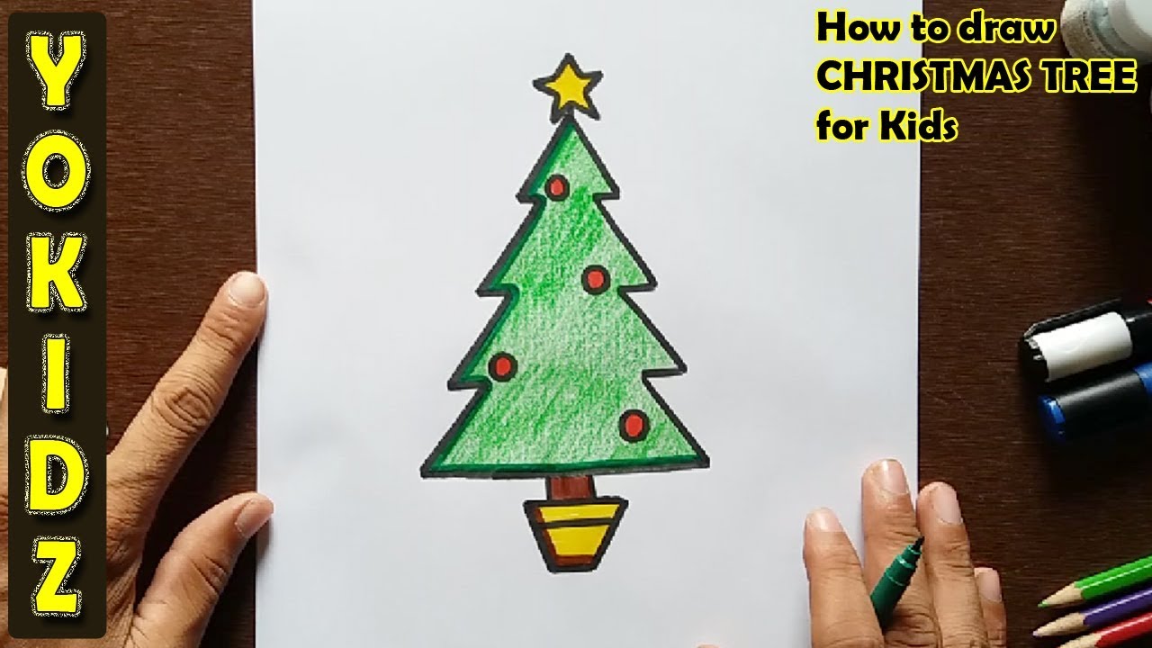 1280x720 How To Draw A Christmas Tree For Kids - Christmas Tree Drawing For Kids