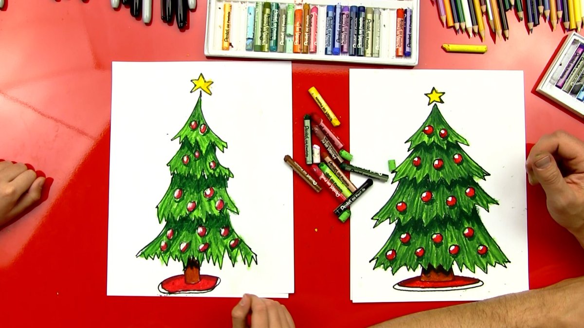 1200x674 Art For Kids Hub On Twitter How To Draw A Christmas Tree! Https - Christmas Tree Drawing For Kids