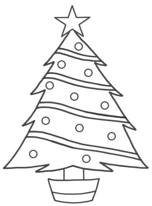 500x677 Christmas Tree A Beautiful And Simple Coloring - Christmas Tree Drawing For Kids