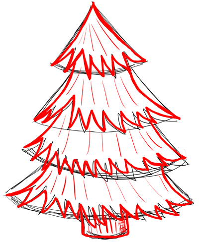400x488 How To Draw Christmas Trees Step - Christmas Tree Drawing Images
