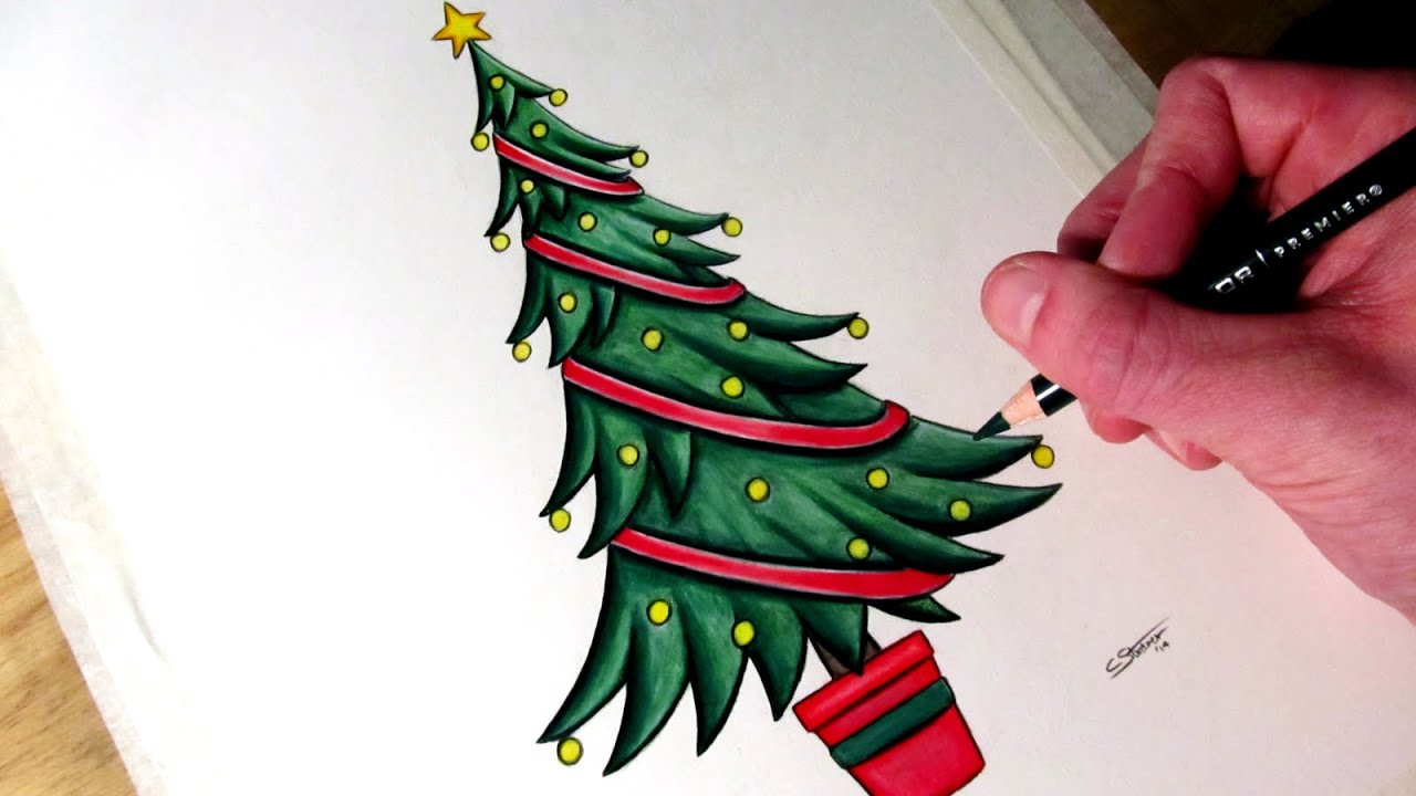 1280x720 How To Draw A Christmas Tree - Christmas Tree Drawing Images