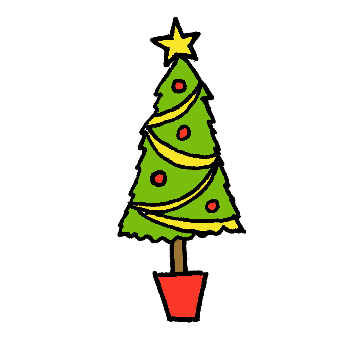 1200x1200 How To Draw A Christmas Tree Cartoon Tutorials - Christmas Tree Drawing Images