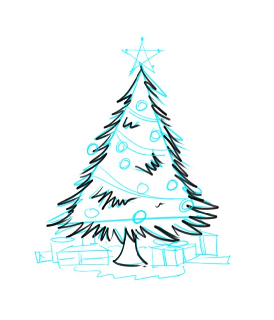 550x643 How To Draw A Christmas Tree - Christmas Tree Drawing Images