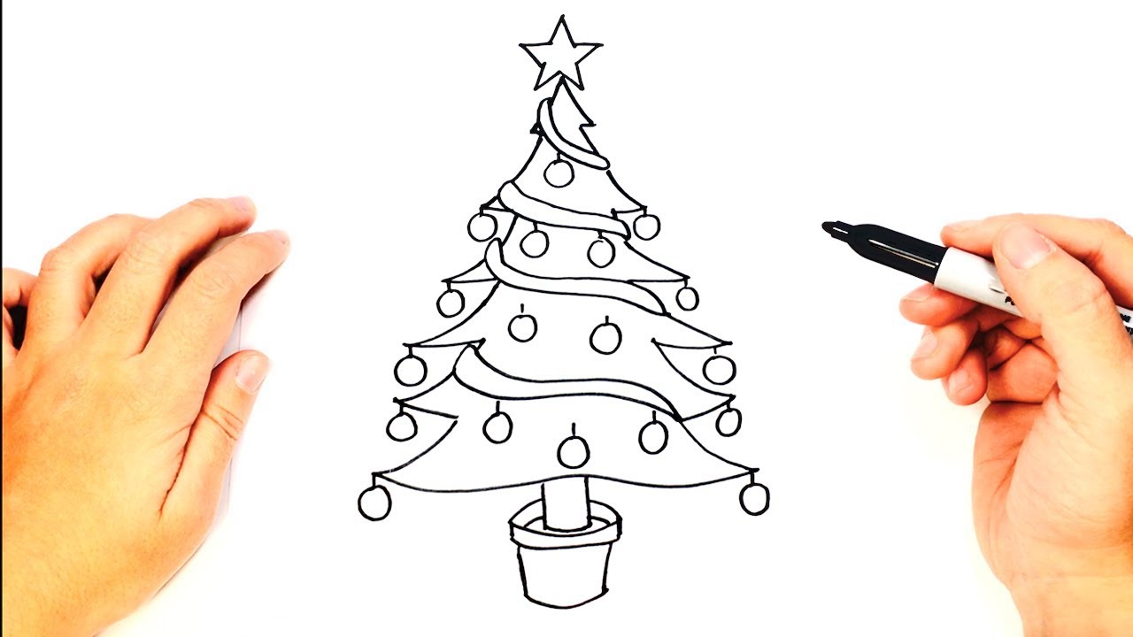Christmas Tree Drawing Outline at PaintingValley.com | Explore collection of Christmas Tree ...