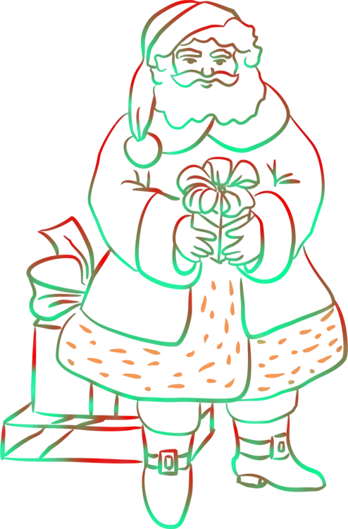 494x750 Christmas Tree Santa Claus Silhouette Line Art Drawing Cc0 - Christmas Tree Drawing Pictures