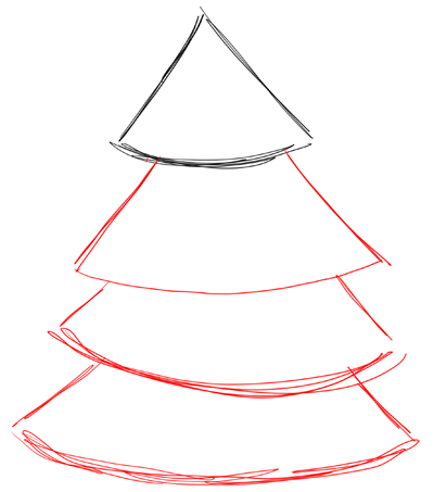 400x453 How To Draw Christmas Trees Step - Christmas Tree Drawing Pictures