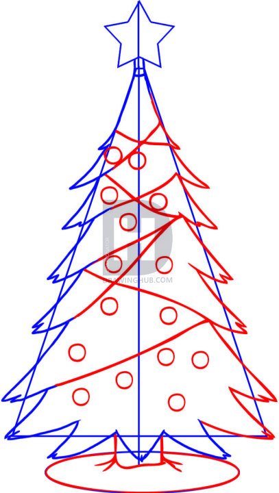 407x720 How To Draw A Simple Christmas Tree, Step - Christmas Tree Drawing Step By Step