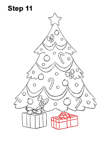 386x500 How To Draw A Christmas Tree Video Step - Christmas Tree Drawing Step By Step