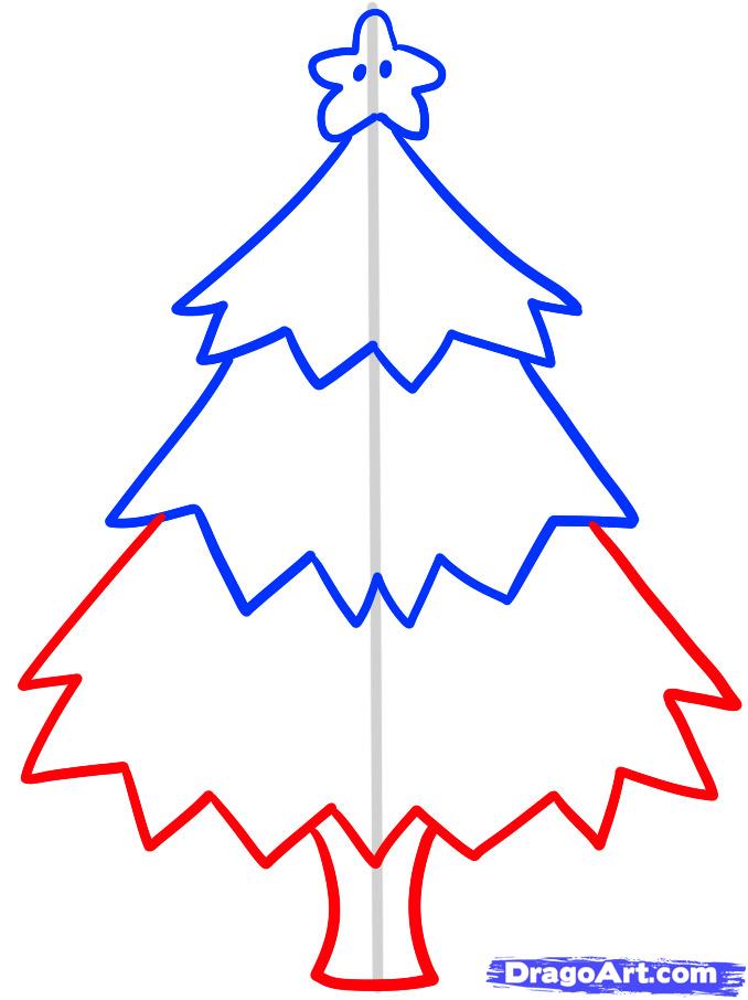 678x906 How To Draw A Christmas Tree For Kids, Step - Christmas Tree Drawing Step By Step