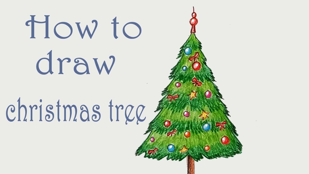 1280x720 How To Draw Christmas Tree Step - Christmas Tree Drawing Step By Step