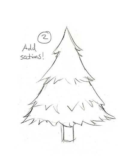 460x547 Tree Drawing Easy Yuqiwangart Us - Christmas Tree Drawing Step By Step