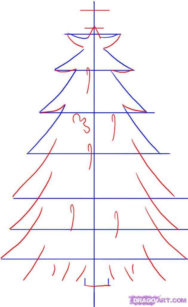 Как нарисовать елочку поэтапно карандашом