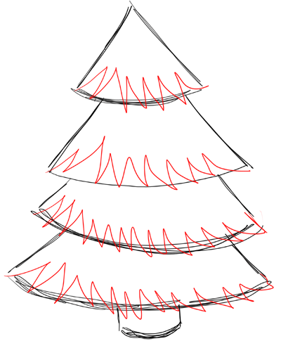 400x485 Huge Collection Of 'christmas Tree Drawing Steps' Download More - Christmas Tree Drawing Steps