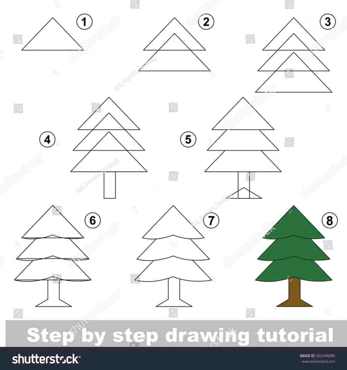 Christmas Tree Drawing Steps at PaintingValley.com | Explore collection