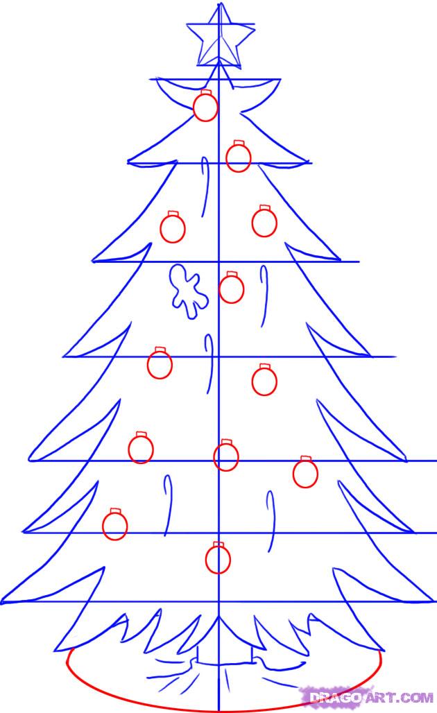 Как нарисовать елку сверху