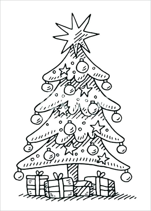 571x800 Coloring Pages Christmas Tree Coloring Book Drawing Template - Christmas Tree Drawing Template