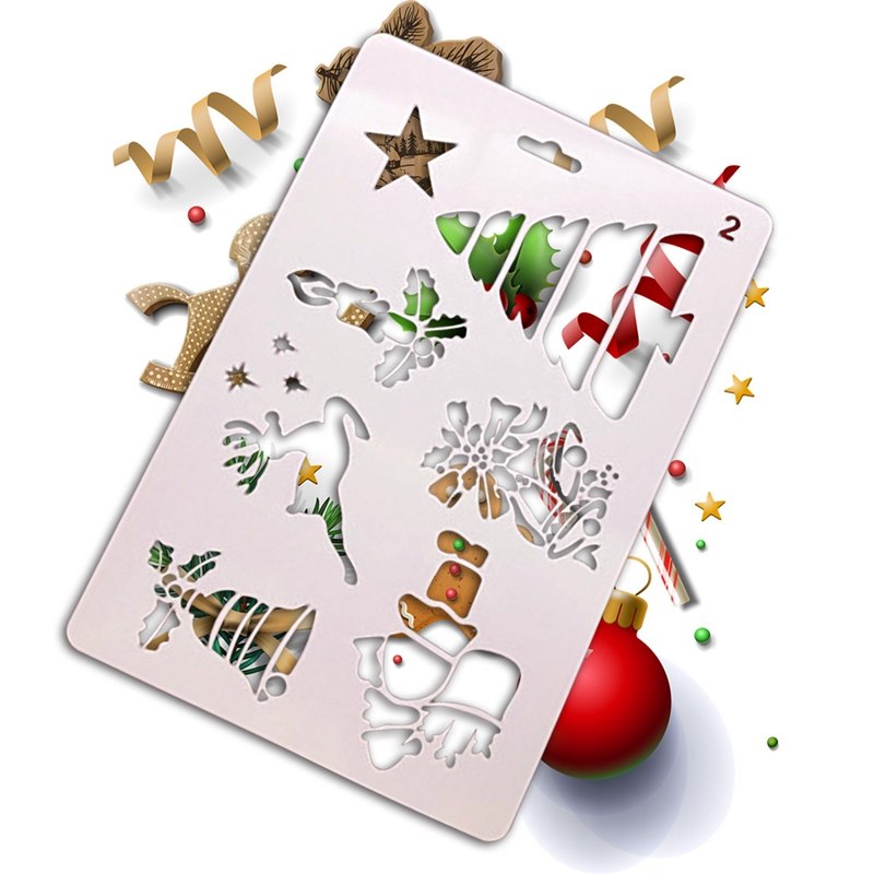 800x800 Christmas Card Diy Stencil Christmas Tree Reindeer Santa Claus - Christmas Tree Drawing Template