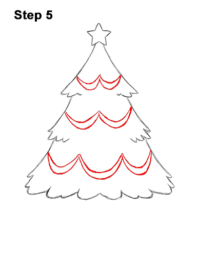 386x500 How To Draw A Christmas Tree Video Step - Christmas Tree Images Drawing