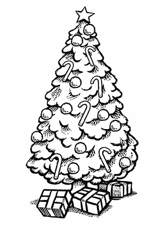 332x447 Christmas Tree Coloring - Christmas Tree Line Drawing