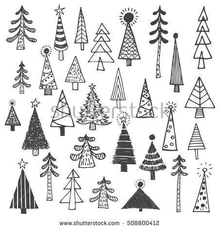 450x470 christmas tree draw vector the christmas tree - Christmas Tree Line Drawing