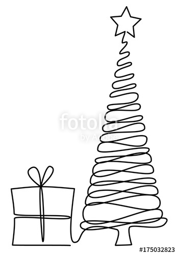 349x500 Christmas Tree One Line Drawing Stock Image And Royalty Free - Christmas Tree Line Drawing