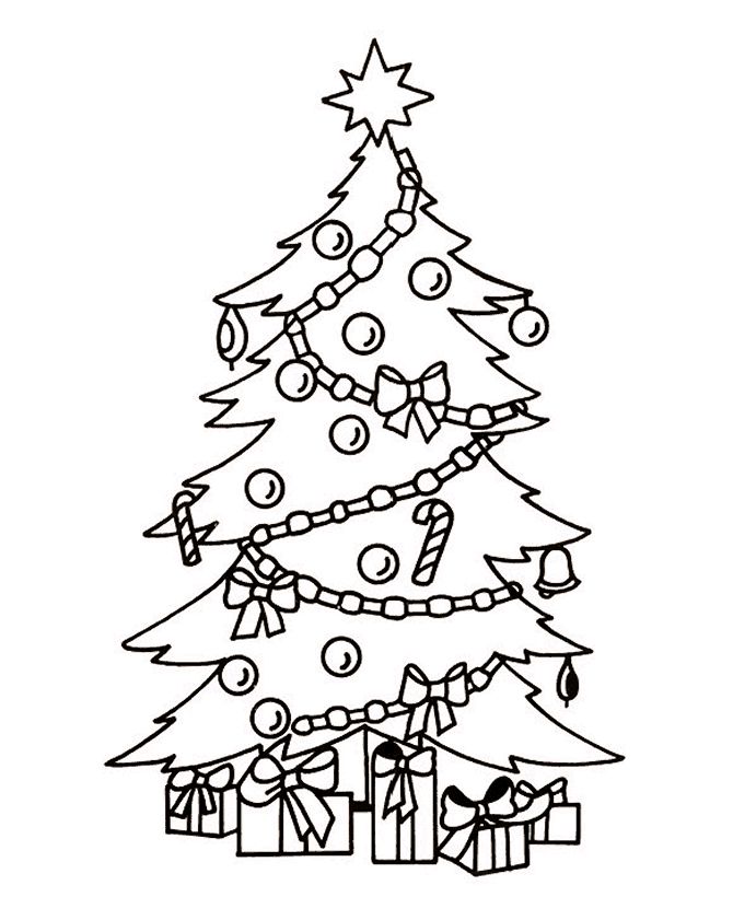 670x820 Clipart Coloring Tree Collection - Christmas Tree Line Drawing