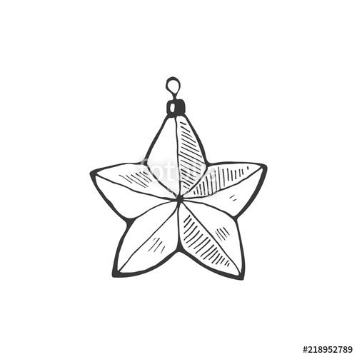 500x500 christmas tree toy star vector illustration isolated on white - Christmas Tree Star Drawing