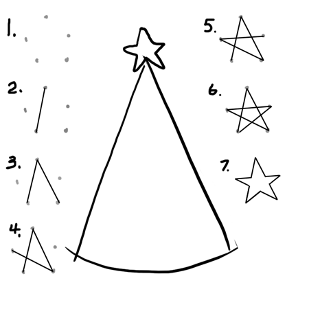 450x450 Steps To Drawing A Cartoon Christmas Tree Lesson For The Holidays - Christmas Tree Star Drawing