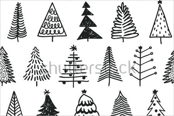 Merry Christmas Tree Happy New Year Simple Card Winter