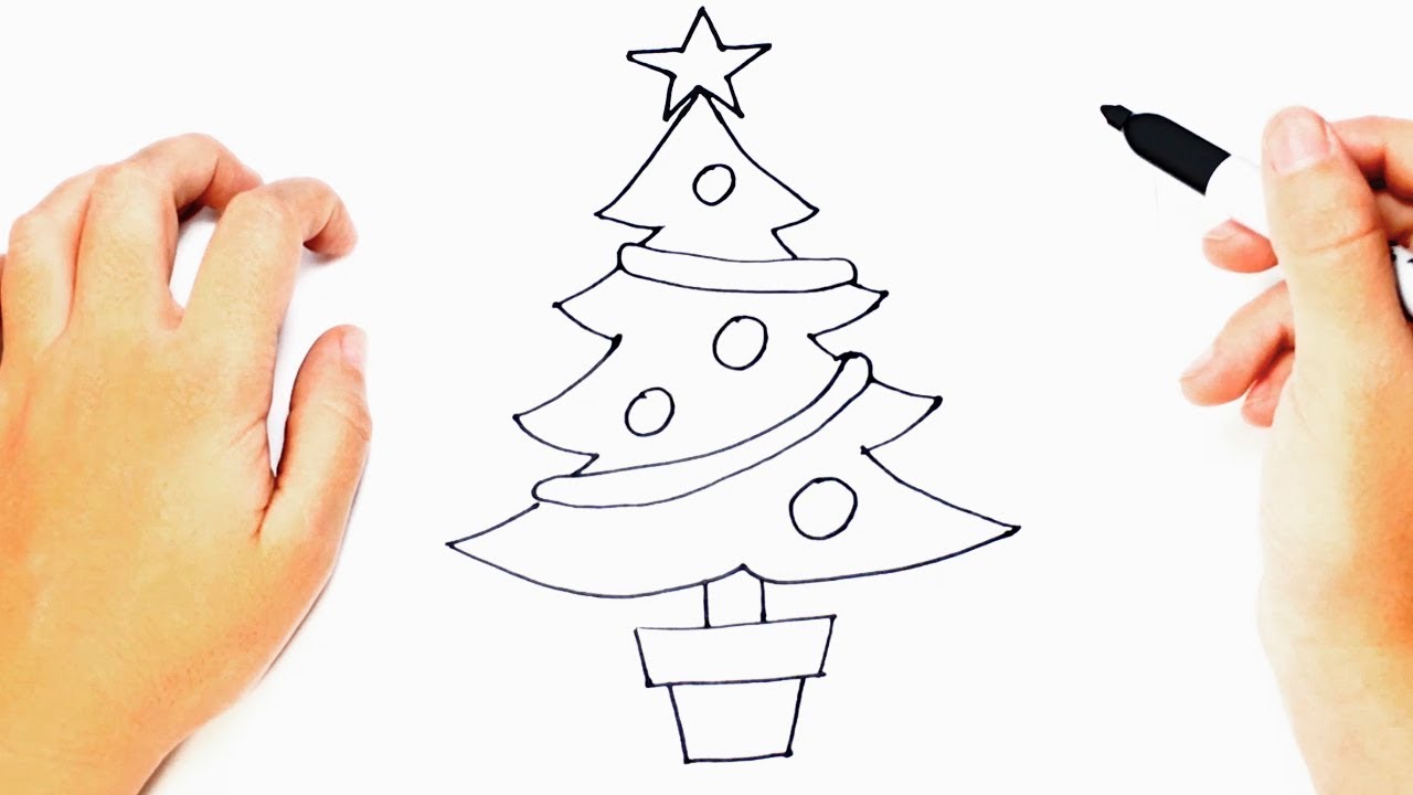 1280x720 How To Draw A Christmas Tree Step - Christmas Tree Step By Step Drawing