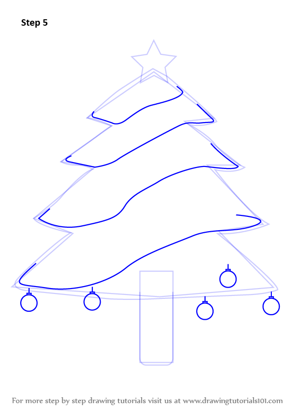 598x844 Learn How To Draw Decorated Christmas Tree - Christmas Tree Step By Step Drawing
