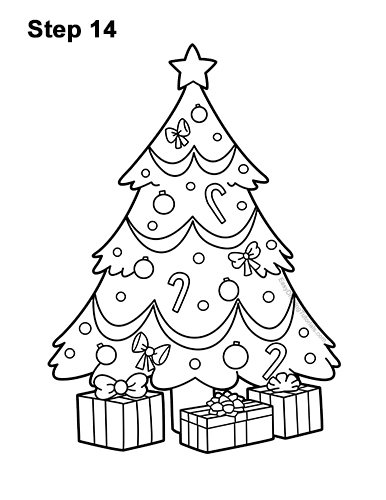 386x500 misc - Christmas Tree Step By Step Drawing