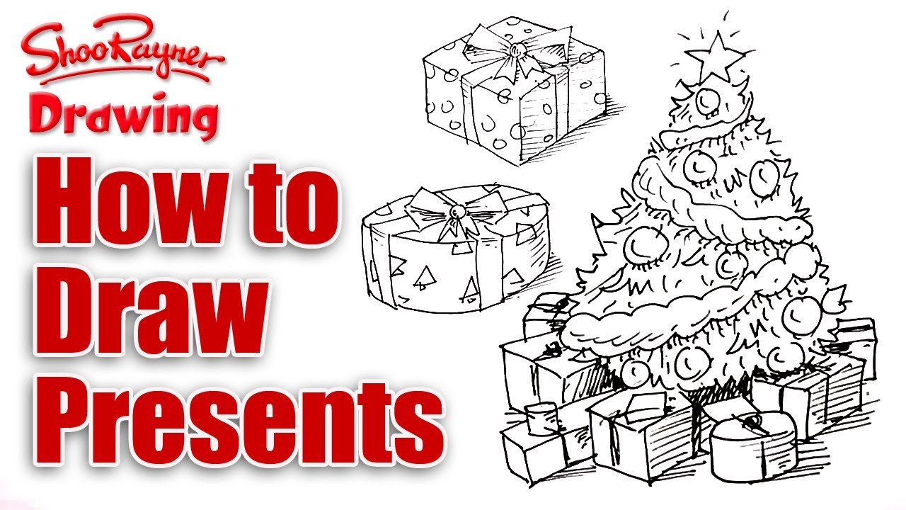 1280x720 christmas tree how to draw a christmas tree with presents how - Christmas Tree With Presents Drawing