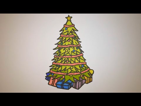 480x360 how to draw a christmas tree with presents step - Christmas Tree With Presents Drawing