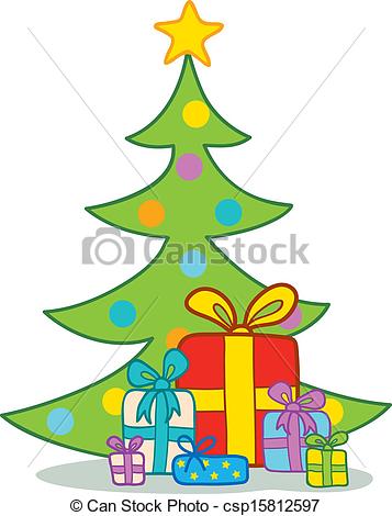 357x470 illustration of presents under the christmas tree - Christmas Tree With Presents Drawing