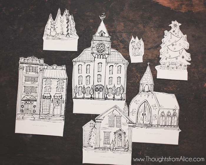 700x560 Diy Printable Christmas Village {anthropologie Inspired} Alice - Christmas Village Drawing